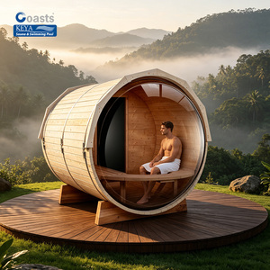 Sauna extérieur en bois préfabriqué grande capacité pour 4 personnes, maison écologique pour un excellent retour sur investissement, idéal pour <span class=keywords><strong>Airbnb</strong></span> et resorts, livraison directe - Product Image 1