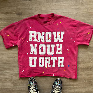 เสื้อยืดคอกลมทรงหลวมสำหรับผู้ชายเสื้อครอปผ้าฝ้าย100% กราฟิกทรงโอเวอร์ไซส์สำหรับฤดูร้อน - Product Image 1