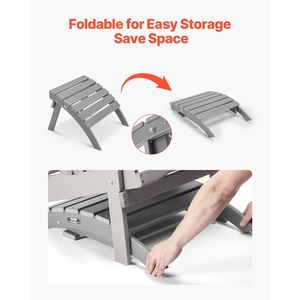 Adirondack gris HDPE plegable Patio reposapiés otomano 21.5L X 18,9 W X 14,8 H pulgadas Patio muebles - Product Image 3