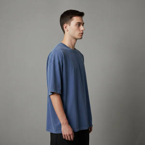 OEM/ODM Custom Oversized Shirts Hip Hop Style Men's Drop Shoulder Heavyweight 100% Cotton Quick-Dry Printed Logo Men's <b>Tshirts</b> - Product Image 4