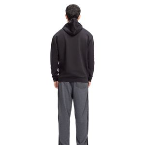 <b>Men's</b> Regular Fit Hoodie Black Fleece Fabric Rubber Patch Hood Snap Buttons Hooded Sweatshirt Casual Streetwear OEM ODM - Product Image 2