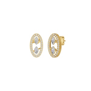 Clásicos Pendientes de Diamantes con Corte Marquesa Chapados en Oro de 18K, Joyería Geométrica para Mujer, Pendientes de Moda de Aleación para Boda - Product Image 2