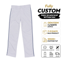 Pantalon de baseball unisexe blanc personnalisé, imprimé par sublimation, respirant, coupe ajustée, fermeture éclair, 100 % polyester, vêtements de sport pour adultes