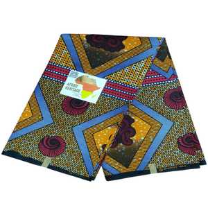 Tela Africana de Primera Calidad con Estampado de Cera 100% Algodón, 6 Yardas, con Patrón Geométrico, Antiestática, Transpirable, para Decoración del Hogar - Product Image 1