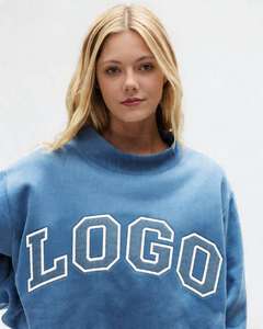 Sudadera transpirable de estilo urbano con cuello simulado, estampado universitario y lentejuelas, de tejido polar casual, con letras bordadas en el parche frontal para - Product Image 3
