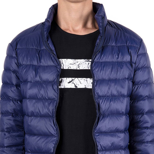 Chaqueta de burbujas azul marino para hombre, cuello alto, cierre de cremallera, transpirable, impermeable, cortavientos, informal, para invierno, corte regular - Product Image 5