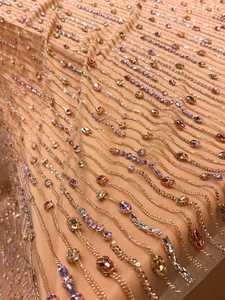 Fashion Luxury Lace <b>Fabric</b> With Dense Beads And Sequins Embroidery For Wedding Dress Party Wear Evening Gown And Garment Use - Product Image 2