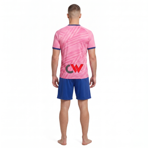 ชุดเสื้อผ้ากีฬาฤดูร้อนสำหรับผู้ชาย แขนสั้น คอวี ผ้าถักโพลีเอสเตอร์ 100% แห้งเร็ว พิมพ์ลายแบบซับลิเมชั่น - Product Image 2