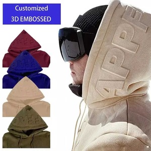 High Quality Custom Embossed Sweatshirt Oversized Men's White Blank Puff Print Hoodie <b>Plain</b> Custom <b>Hoodies</b> - Product Image 4