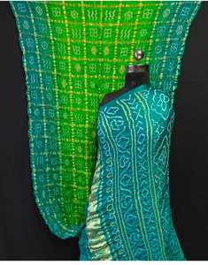 Sari indio de seda Gaji pura, tejido a mano con diseño Bandhani - Product Image 4