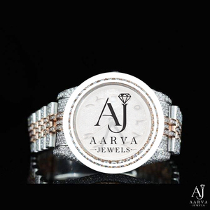 Montre mécanique en acier inoxydable avec incrustation de diamants, bracelet de 20 mm, bicolore, unisexe, cadran rond, style bijou - Product Image 1