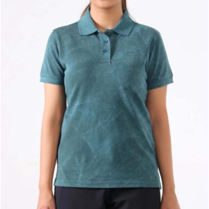 เสื้อเจอร์ซีย์แขนสั้นสีเขียวอมฟ้าสำหรับผู้หญิง ผลิตจากผ้าฝ้าย 100% ระบายอากาศได้ดี เป็นมิตรต่อสิ่งแวดล้อม เนื้อผ้าปิเก้ถัก สีพื้น เหมาะสำหรับใส่ลำลอง - Product Image 1