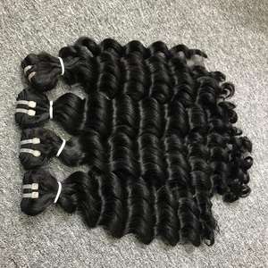 Paquetes alineados con cutícula, cabello humano Remy vietnamita virgen, extensión de cabello humano de onda profunda, máquina Natural cruda, extensiones de trama Doble - Product Image 5