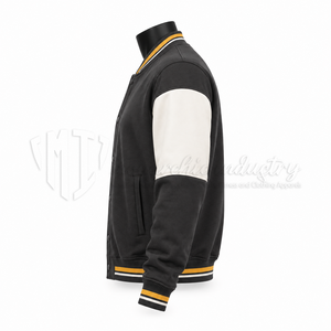 Chaqueta Varsity Personalizada de Forro Polar Gris Carbón para Hombre, Chaqueta de Béisbol con Bloques de Color, Bordado OEM, Fabricante al por Mayor - Product Image 5