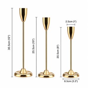 Modern <b>Brass</b> <b>Candlestick</b> <b>Holder</b> Set Durable Home Decoration Elegant Gold Finished Three Sizes for Table Centerpiece <b>Candlestick</b> - Product Image 2