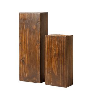 Vases modernes en bois massif, forme rectangulaire haute, mettant en valeur la texture naturelle, l'élégance rustique et l'intérieur minimaliste, lot de 2 - Product Image 1