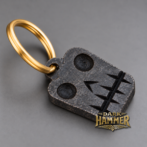 Hand Forged Iron <b>Keyring</b> with steel <b>Ring</b> Rustic Decorative Rectangular Key Holder with Traditional Geometric Design - Product Image 2