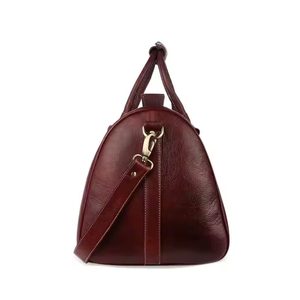 Leather Duffel <b>Bag</b> <b>Weekender</b> Travel Zipper Closure Red Durable Carry On <b>Bag</b> Leather duffel <b>bag</b> travel <b>Shoe</b> <b>compartment</b> duffle - Product Image 3