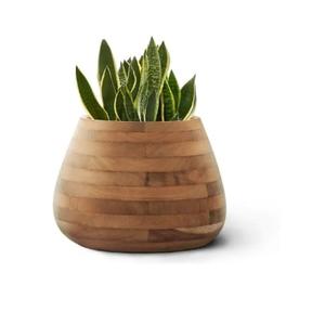 Décoration d'hôtel de luxe, pot à fleurs en métal avec finition émaillée et support en bois, décoration d'intérieur, décoration de jardin d'hôtel - Product Image 4