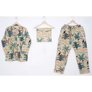 Nouvelle collection de pyjamas en coton pur, doux et respirant, imprimé tigre, design exclusif, en provenance d'Inde, vente en gros. - Product Image 1