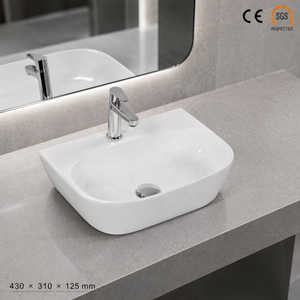 Minimalist Wall Mount Bathroom Sink Rectangle Smooth Surface White with 5 Year Warranty Laser Printed Logo - Product Image 5