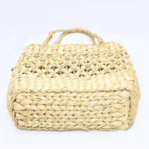 Women's Water Hyacinth Weave Tote Bag Hollow Out Bohemian Style Open Closure Beach Casual <b>Handbag</b> Lightweight Two <b>Handles</b> - Product Image 5