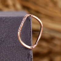 Bague de mariage minimaliste et tendance pour femme, en or massif 14 carats, sertie de diamants de laboratoire, design pavé délicat et empilable