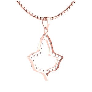 Rose Gold Leaf Outline <b>Necklace</b> Women Pink Crystal Pendant Fashion Jewelry Elegant <b>Statement</b> <b>Necklace</b> Gift Accessory Daily Wear - Product Image 2