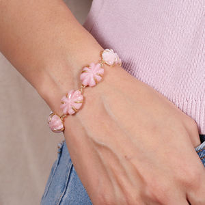 Beautiful Design <b>Gold</b>-Plated Pink <b>Opal</b> <b>Bracelets</b> for Women Trendy Wedding Anniversary & Party Gift - Product Image 3