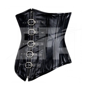 Corset à baleines en acier avec fermeture éclair frontale pour le bureau, bustier sexy pour femme, corsets en similicuir écologique avec broderie à rivets - Product Image 2