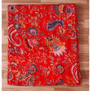 Couette vintage en coton Kantha de Bangale, couette artisanale indienne Kantha Gudari, couette de lit réversible en patchwork imprimé 100% coton - Product Image 6