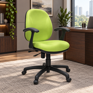 Chaise de bureau ergonomique de direction avec siège en tissu, accoudoirs fixes, base pivotante, dossier solide, design contemporain pour bureau à domicile et chambre - Product Image 1
