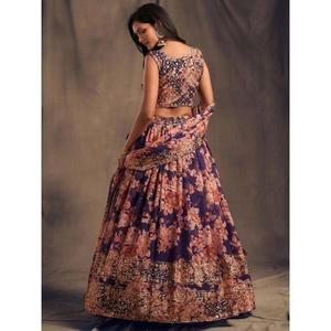 Festival d'organza imprimé floral violet Lehenga Choli - Product Image 2