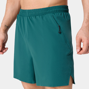 Pantalones cortos deportivos para correr para hombre, color verde azulado, con cintura elástica, bolsillos con cremallera, tela transpirable de secado rápido, ropa deportiva para entrenamiento en el gimnasio - Product Image 3