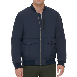 Veste bomber tendance, dernière collection, couleur unie, polyester, col montant, poches sur les manches, pour homme, avec logo personnalisé. - Product Image 4