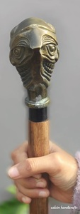 Calvin Handicrafts Antique Bronze Walking Cane With Carved Mask Handle Irregular Shape Art Collectible Sculpture - Product Image 5