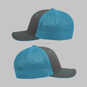 Venta al por mayor de alta calidad ala curva impresión Digital aplique parche malla difusa 5 paneles gorra de terciopelo gorra de camionero - Product Image 6