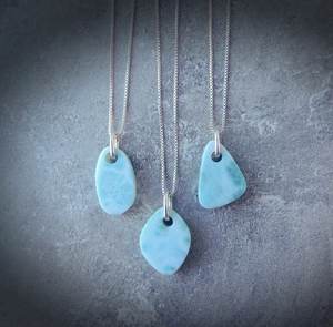 Collier en Larimar plaqué argent, pierre précieuse naturelle de 4 mm, bijoux faits à la main, fournisseur en gros - Product Image 4