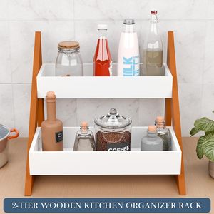 Estante Triangular de Madera de 2 Niveles para Especias, Organizador para Encimera de Cocina |   Frascos Multiusos, Porta Botellas y Artículo de Decoración para el Hogar - Product Image 3