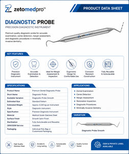 Premium Dental Diagnostic <b>Probe</b> Stainless Steel OEM Zetomed Pro - Product Image 2