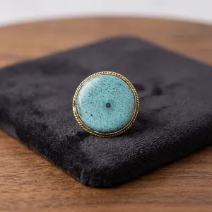 UDGEMS Turquoise Brass Groove Cabochon Wholesale Vintage IGI Certified Gemstone Pendant Setting for Macram & Jewelry Making - Product Image 6