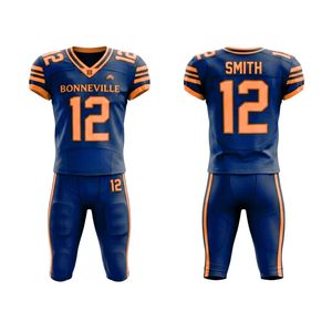 Uniforme de Fútbol Americano Personalizado OEM, Transpirable, 100% Poliéster, de Secado Rápido, con Logotipo Frontal Impreso por Sublimación, Corte Ajustado, Venta al Por Mayor - Product Image 1