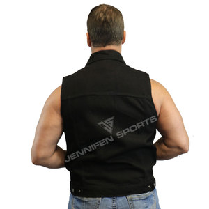 Gilet de motard en toile 100% coton noir pour homme, décontracté, respirant, réversible, avec logo personnalisé disponible - Product Image 5