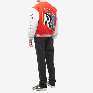 Custom Embroidered Red Letterman <b>Jacket</b> <b>Men</b> Unisex Streetwear Vintage Style Baseball Bomber Varsity <b>Jackets</b> with <b>White</b> Sleeves - Product Image 5