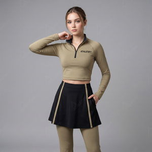 Conjunto Deportivo Modesto para Mujer, Ropa Deportiva Premium con Falda Estilo Tenis y Leggings de Yoga, Hecho a Medida - Product Image 1