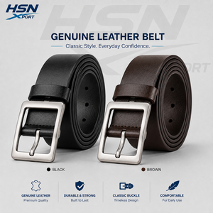 Ceinture en cuir véritable pour homme, style cowboy, formelle et décontractée, en cuir de vachette massif, avec boucle ardillon en alliage rectangulaire argentée, noire ou marron - Product Image 1