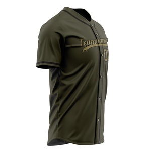 Custom Green Baseball Jersey With Gold Print Teamname 00 Button Down Short Sleeve Men's Moisture Wicking Mesh Apparel - Product Image 4