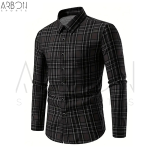 Chemises en flanelle classiques pour hommes, nouvelle collection, couleur noire avec contraste, tissu doux de qualité supérieure, sur mesure. - Product Image 3