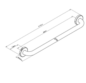 Barre d'appui droite en acier inoxydable de 60 cm pour salle de bain, fixation murale, durable - Product Image 2