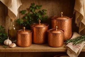 Vintage Copper Handmade Dishwasher Safe Eco-Friendly Lid <b>Jar</b> Canister Kitchen Storage Vessel Tea Coffee Sugar Container <b>Spice</b> - Product Image 3